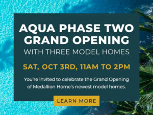 An invite to the Aqua Phase Two Grand Opening on October 3 from 11 to 2.