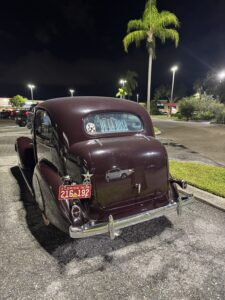A brown 1936 Chevy.