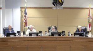 North Port City Commission members at a meeting.