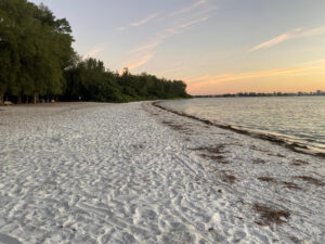 Photo of the beach at sunset.