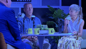 George Kruse and Carrie Seidman sitting at the Talk of the Town roundtable.
