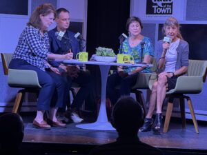 Cathy Antunes, Jason Garcia and Conni Brunni at the table with Carrie Seidman on Talk of the Town.